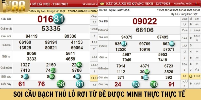 Soi cầu bạch thủ lô rơi từ đề được minh thực thực tế tại XSMB 