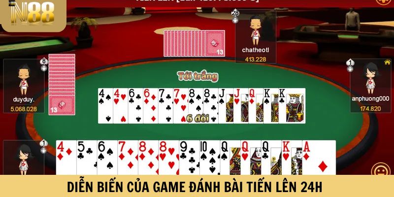 Diễn biến của game đánh bài tiến lên 24h