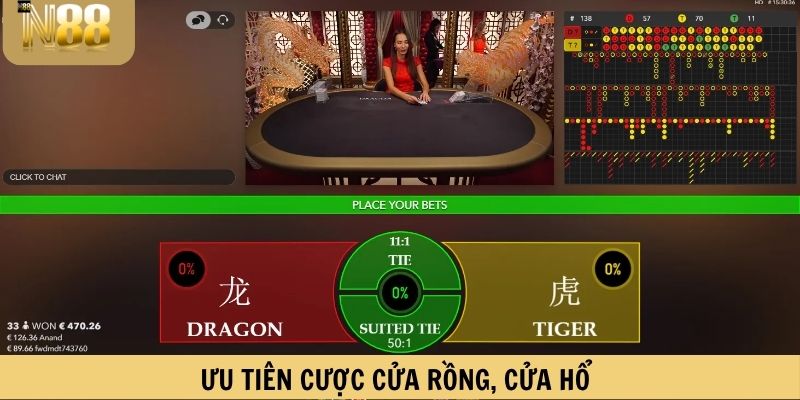 Tập trung đặt cược theo 2 cửa rồng, hổ
